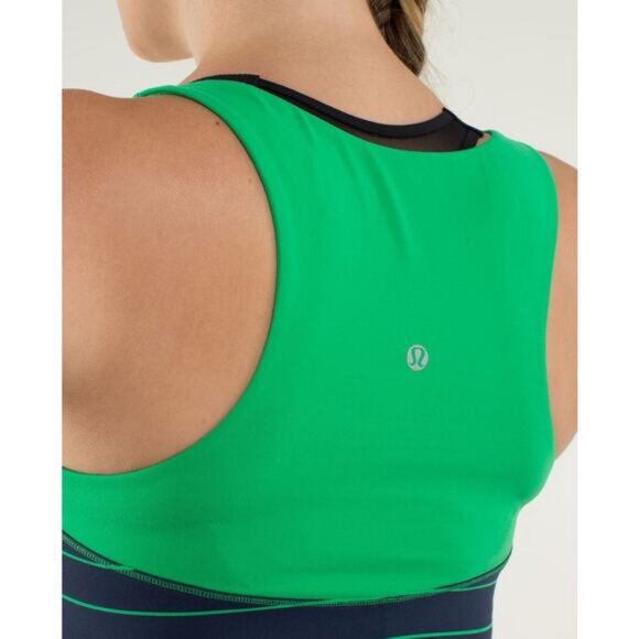 Lululemon Run First Base Tank in Slalom Stripe Inkwell / Green Bean Size 4 - Picture 4 of 9